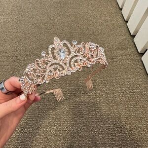Rose Gold Tiara with Crystals